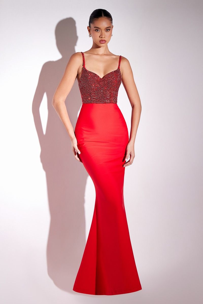 LaDivine T9002 Long Beaded Formal Mermaid Prom Dress