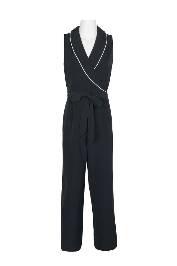 Black/Ivory 10 Tahari Formal Sleeveless Jumpsuit Sale