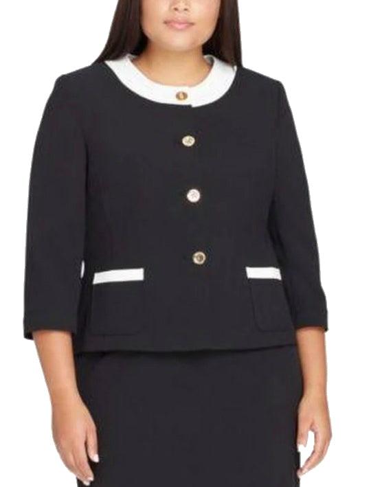 Tahari Long Sleeve Crepe Twill Skirt Set Plus Size Suit - The Dress Outlet