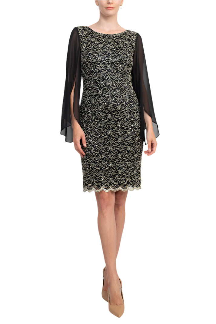 Connected Apparel TCM11590M1 Short Fitted Sequined Lace Cocktail Dress