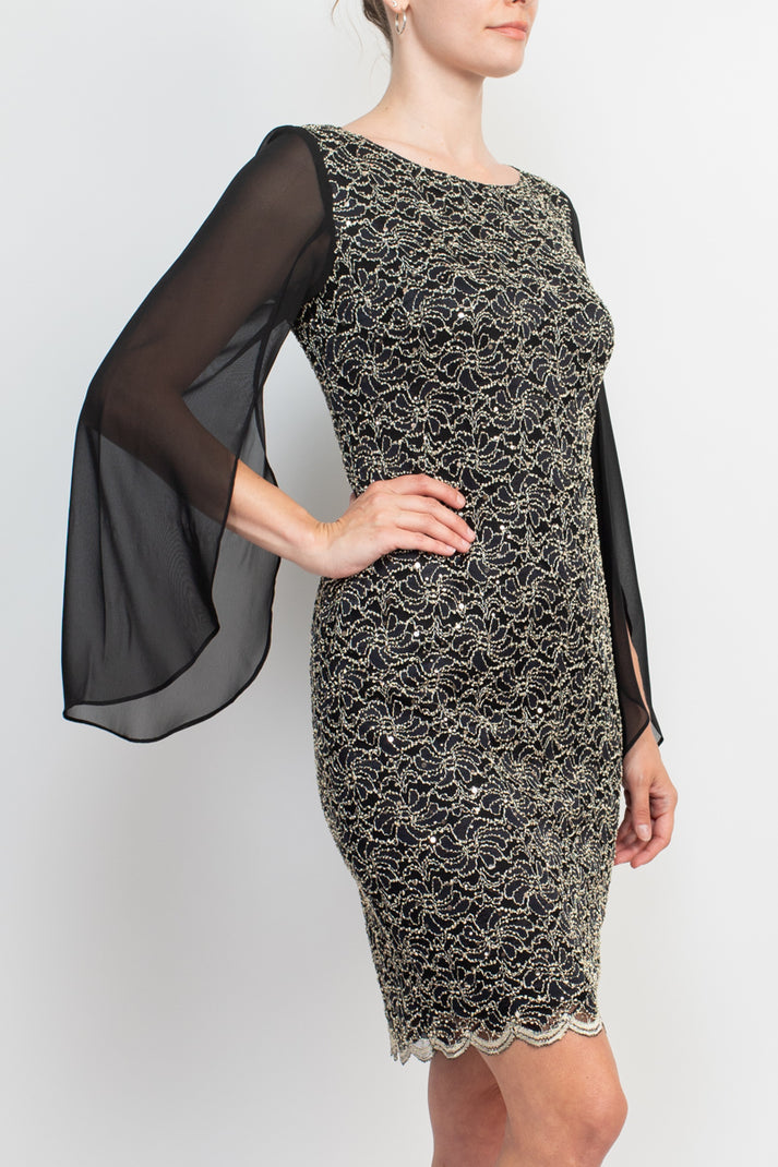 Connected Apparel TCM11590M1 Short Fitted Sequined Lace Cocktail Dress