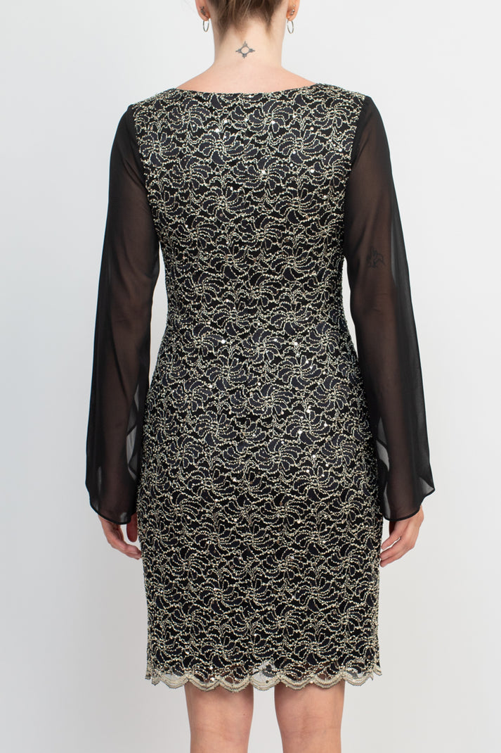Connected Apparel TCM11590M1 Short Fitted Sequined Lace Cocktail Dress