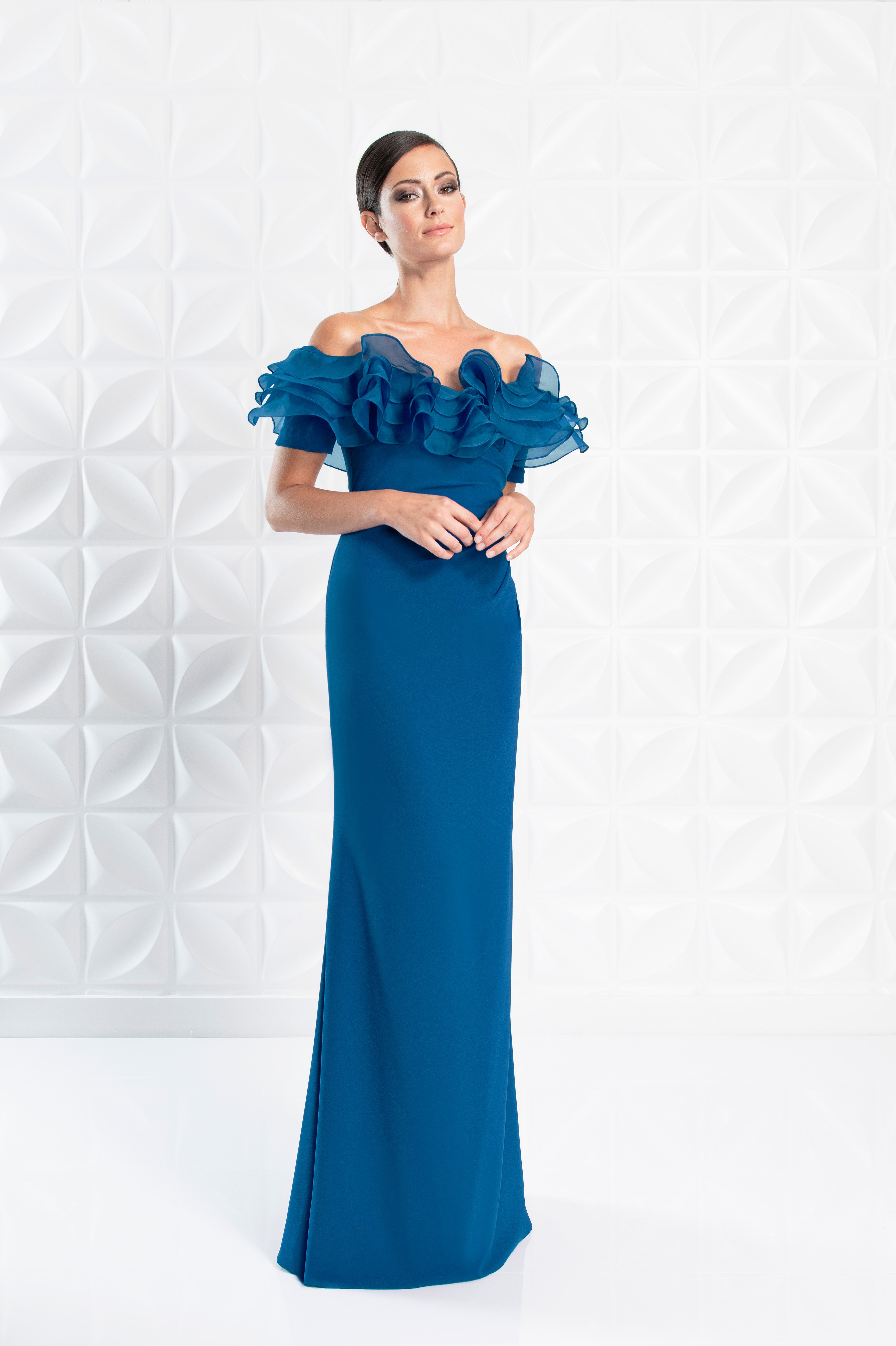 Formal Dresses Long Formal Tiered Ruffle Evening Dress Teal Blue