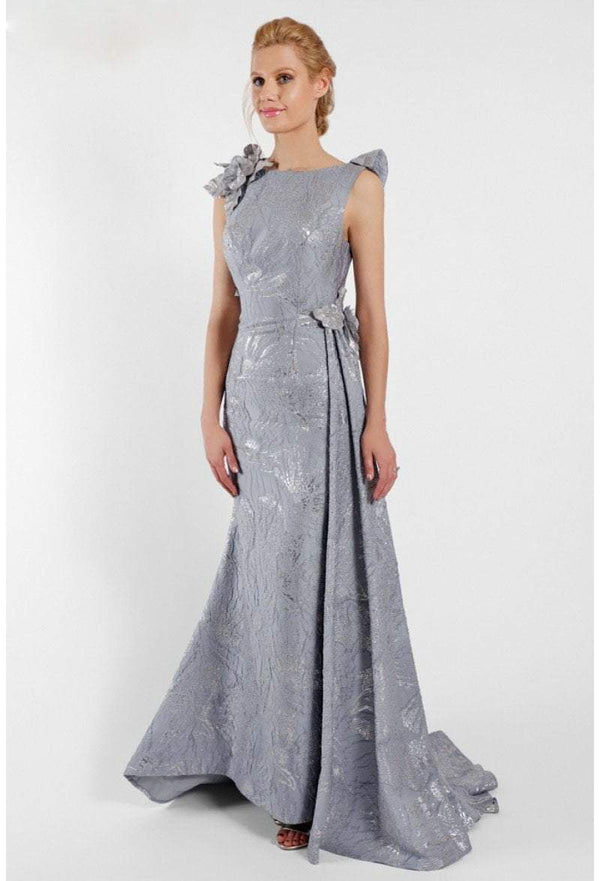 Terani Couture 1721M4703 A Line Lace Long Formal Floral Ruffle Prom Dress