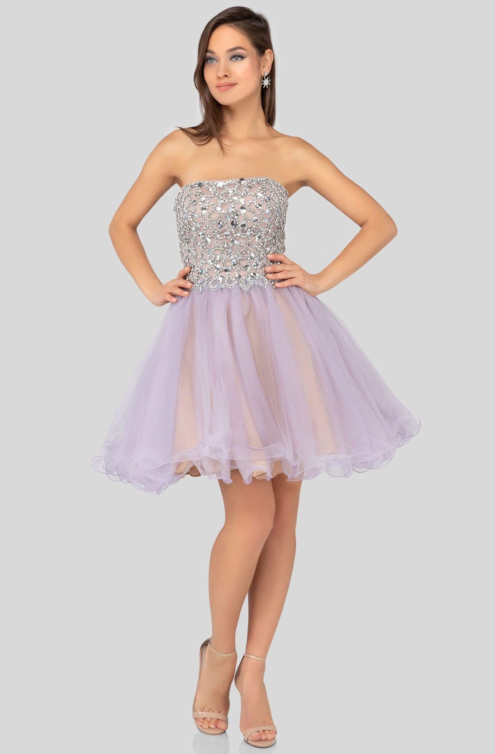 Strapless Straight Neck Mini/Short Tulle Cocktail A-Line Terani Couture 1911P8016