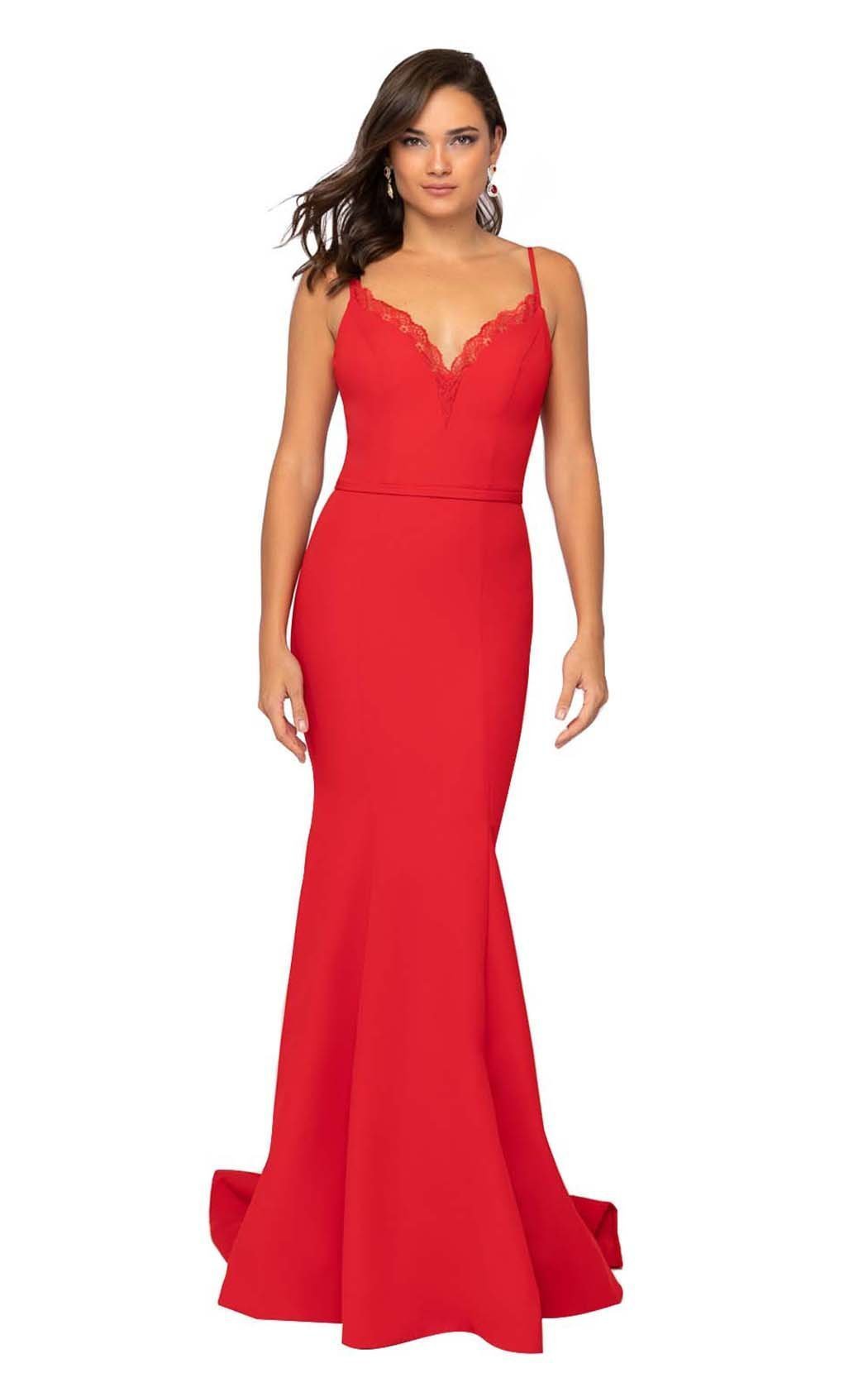 V-Neck Floor-Length Scuba Prom Mermaid Terani Couture 1912P8219