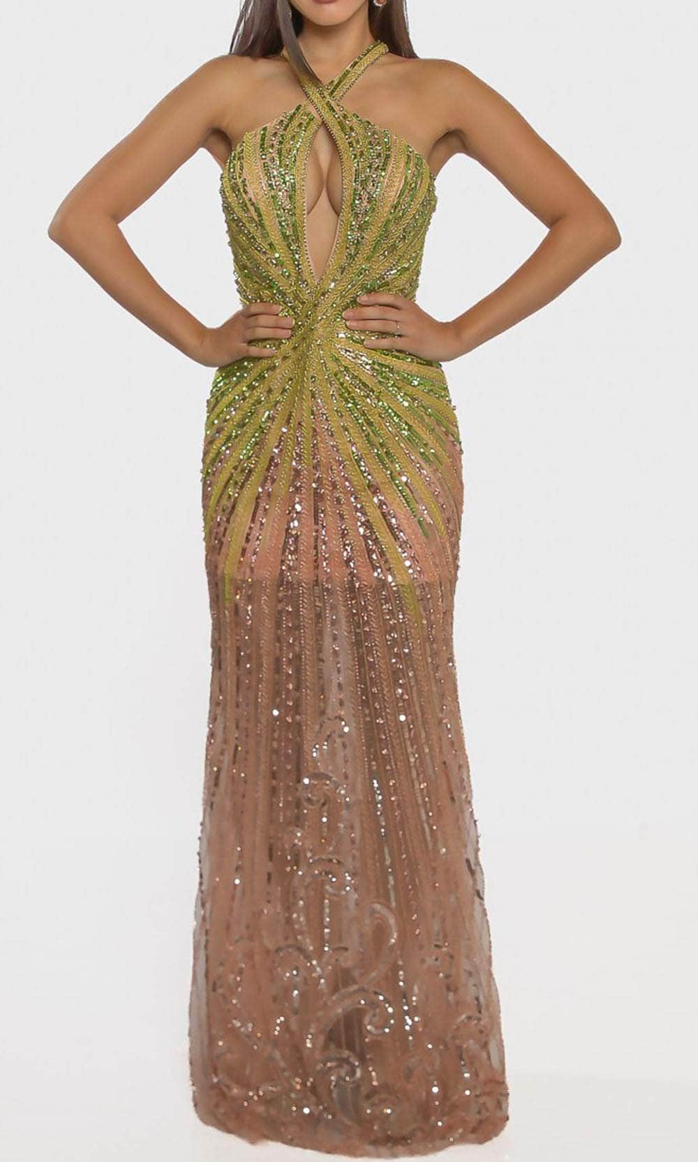 Formal Dresses Long Formal Evening Beaded Dress Lime Ombre