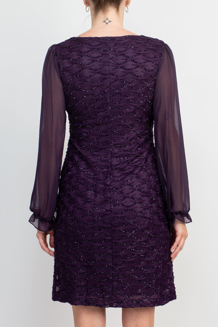 Connected Apparel TKH47900M1 Long Sleeve Fitted Short Cocktail Dress