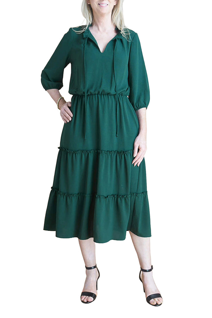 Connected Apparel TRM54786M1 Short A Line Tiered Midi Cocktail Dress