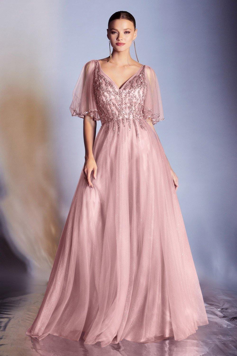 Long Formal Short Sleeve Evening Prom Dress by LaDivine CD0175