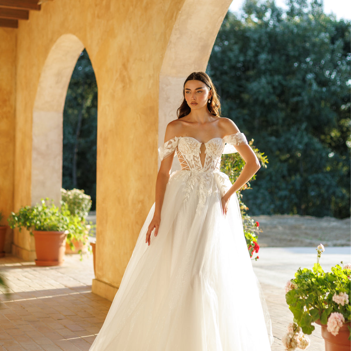 Tina Holly TW480 Long Floral Bridal Gown A Line Corset Wedding Dress