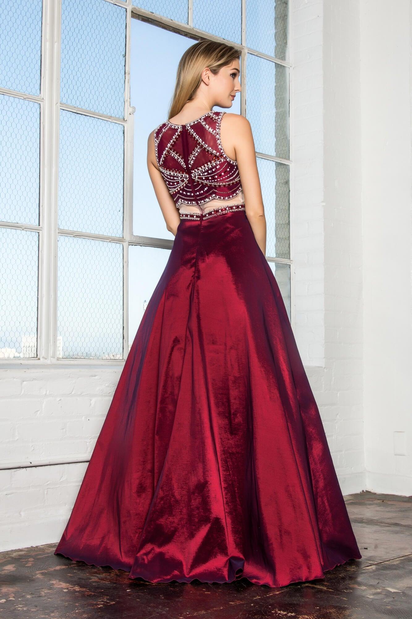 Embellished Mock Two Piece Prom Dress