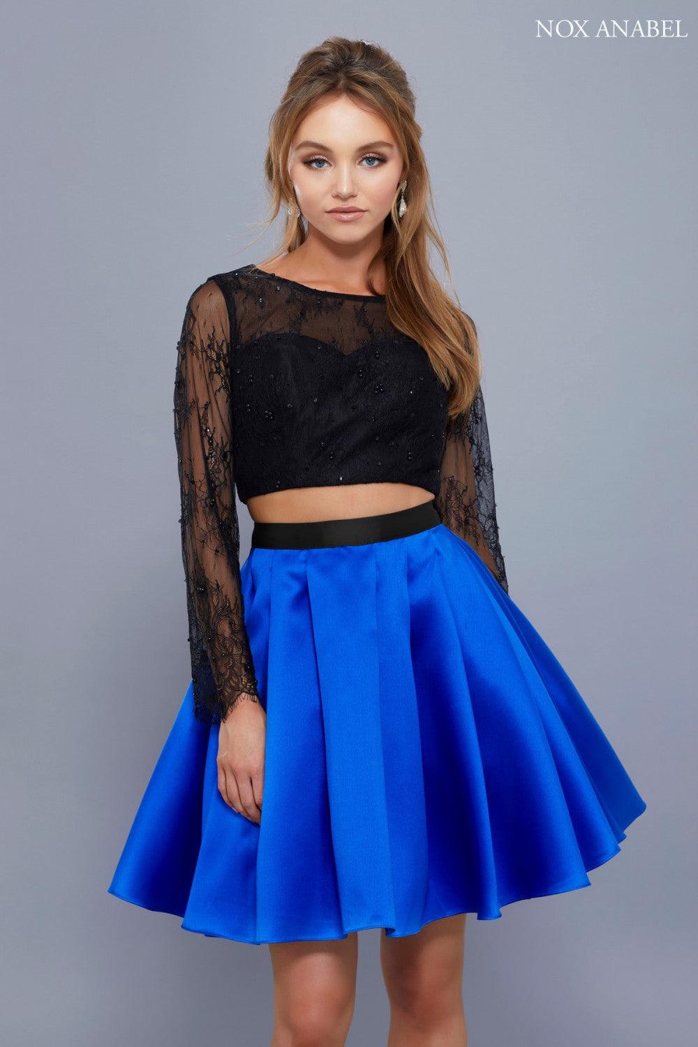 Two Piece Short Prom Open Back Dress - The Dress Outlet