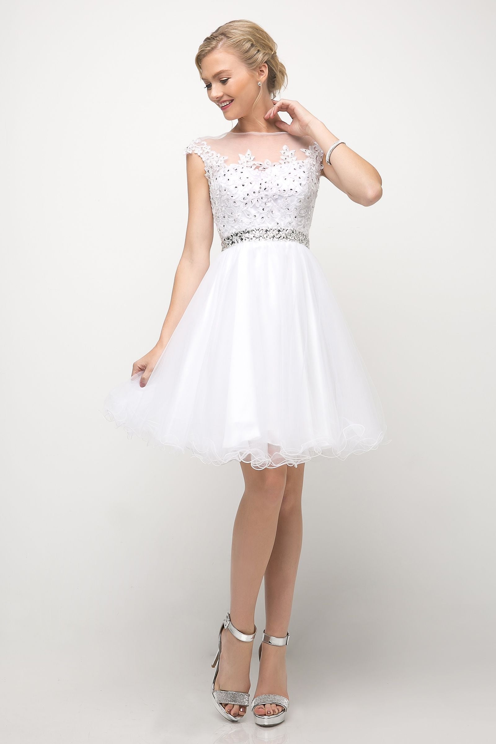 Illusion Mini Short Tulle Wedding Fit & Flare LaDivine UJ0012
