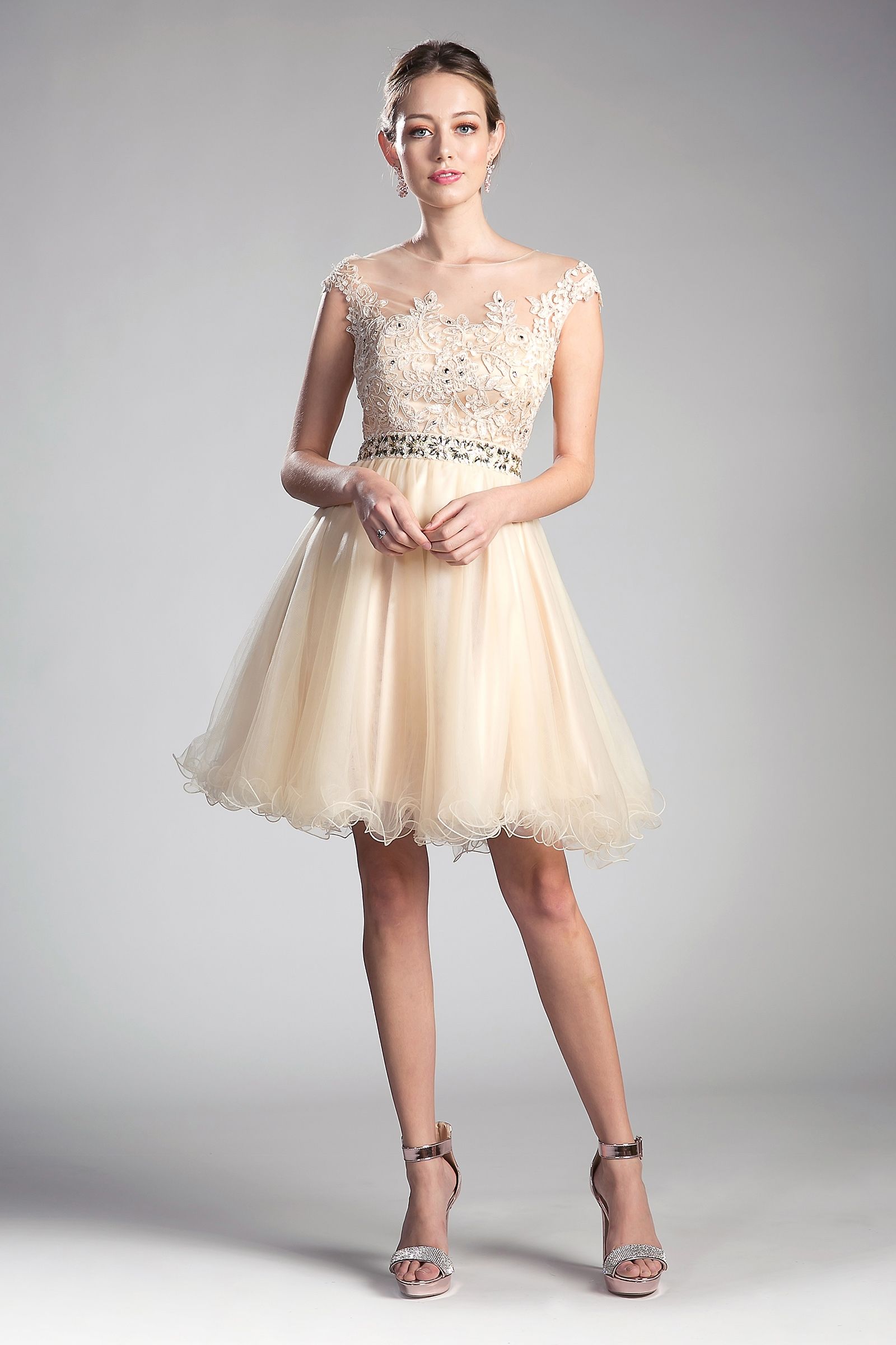 Cocktail Dresses Mini Beaded Short Cocktail Dress Mocha