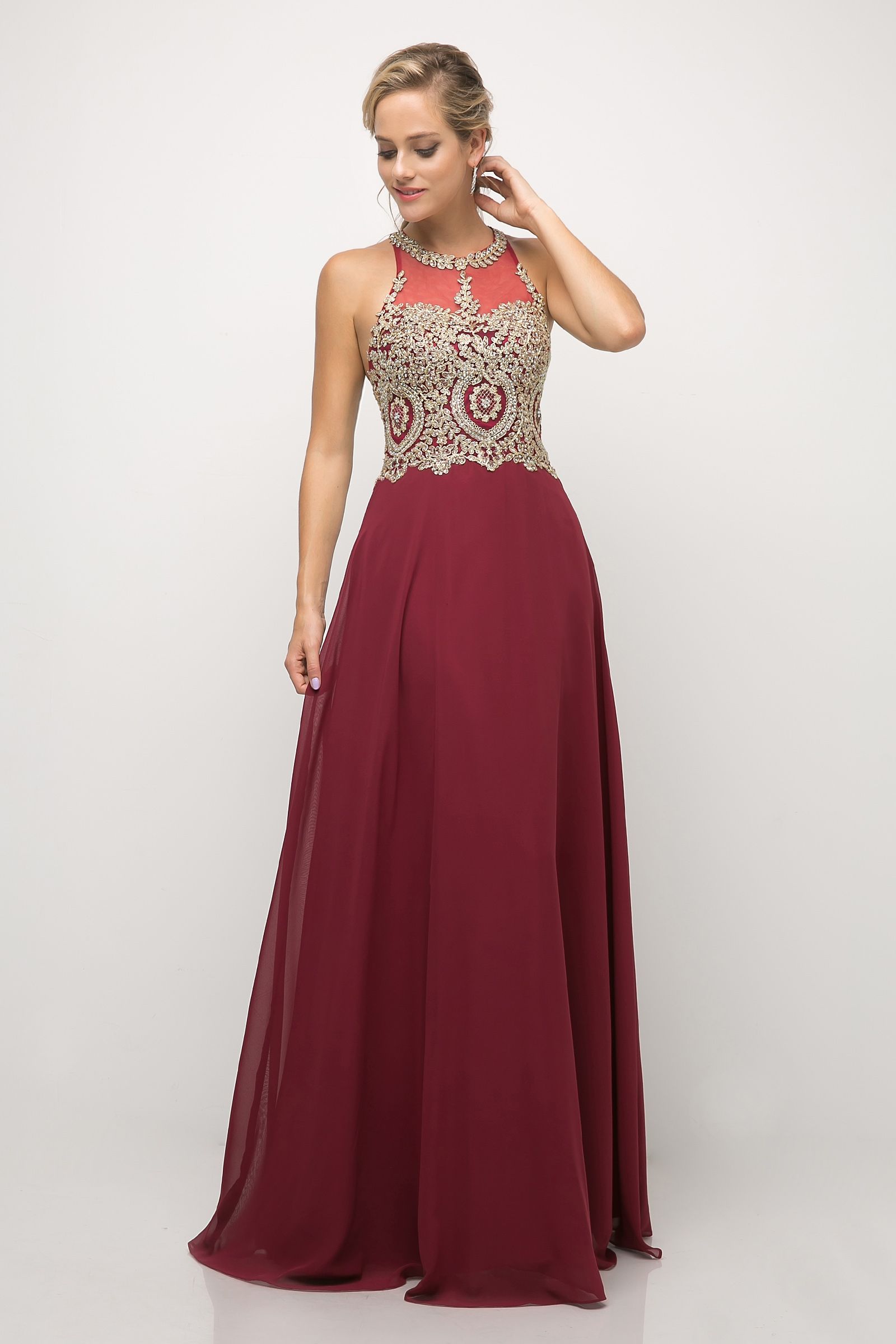 Prom Dresses Long Prom A Line Beaded Formal Dress Burgundy Gold