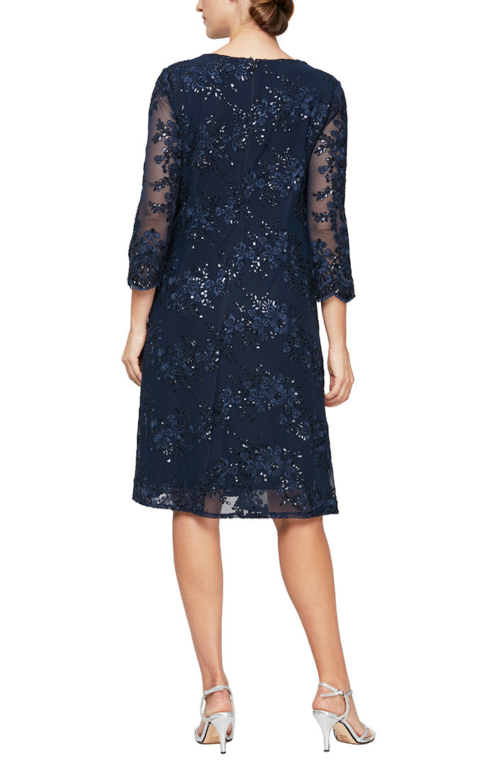 Vintage Blue Alex Evenings AE811712226 Short Mother of the Bride Dress