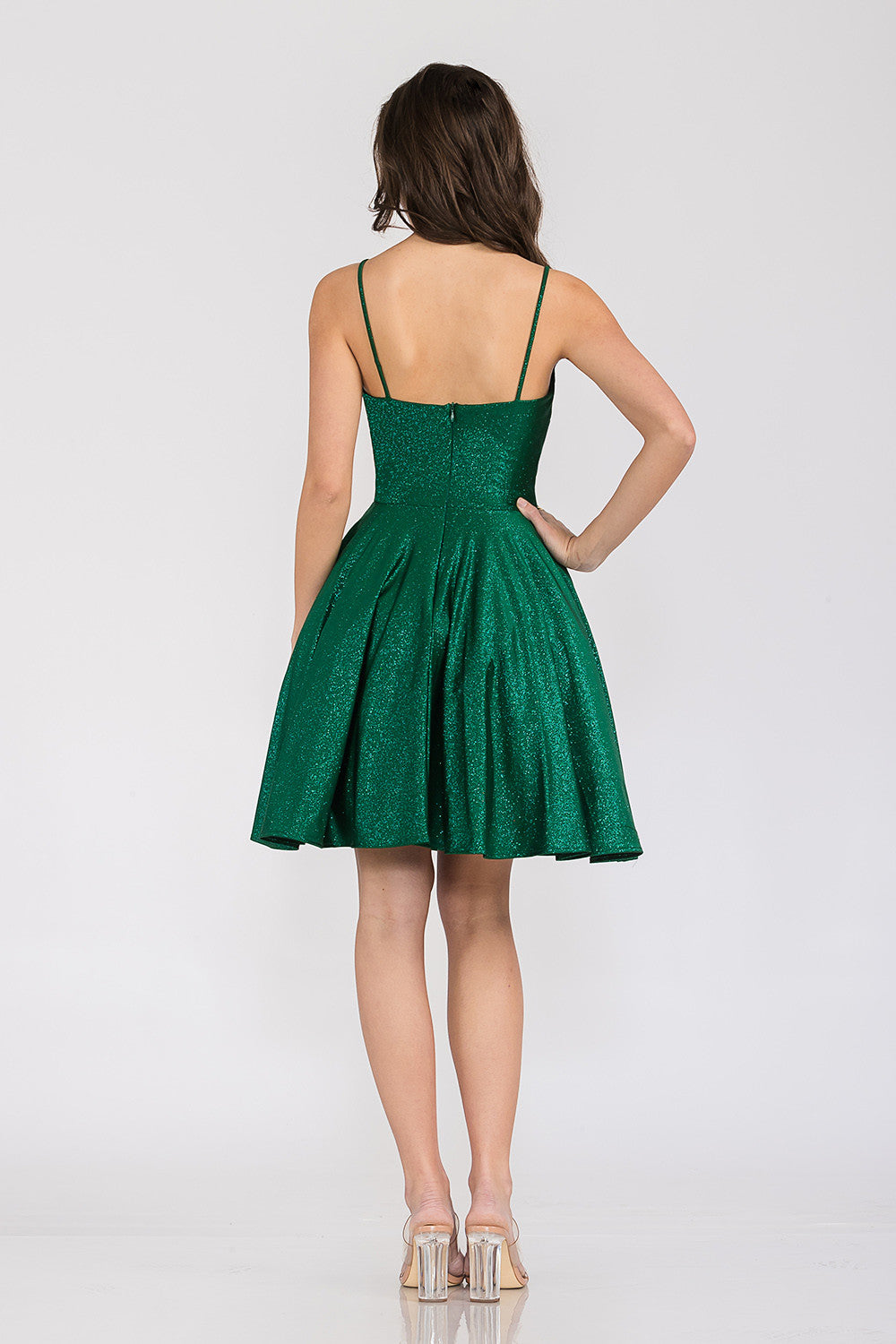 V-Neck Mini Short Satin Homecoming A-Line Lenovia 3075