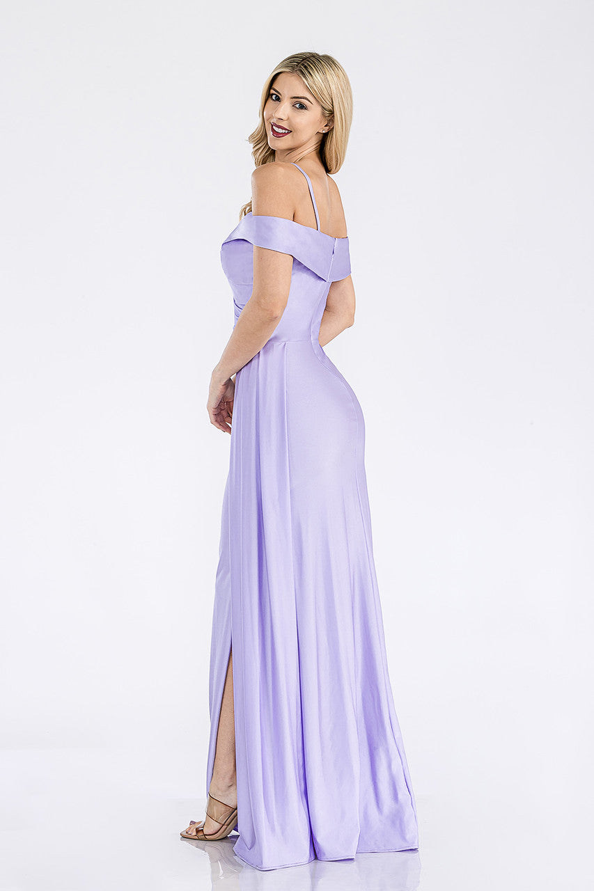 Prom Dresses Long Prom Formal Pleated Slit Dress Lenovia 5320 Lilac