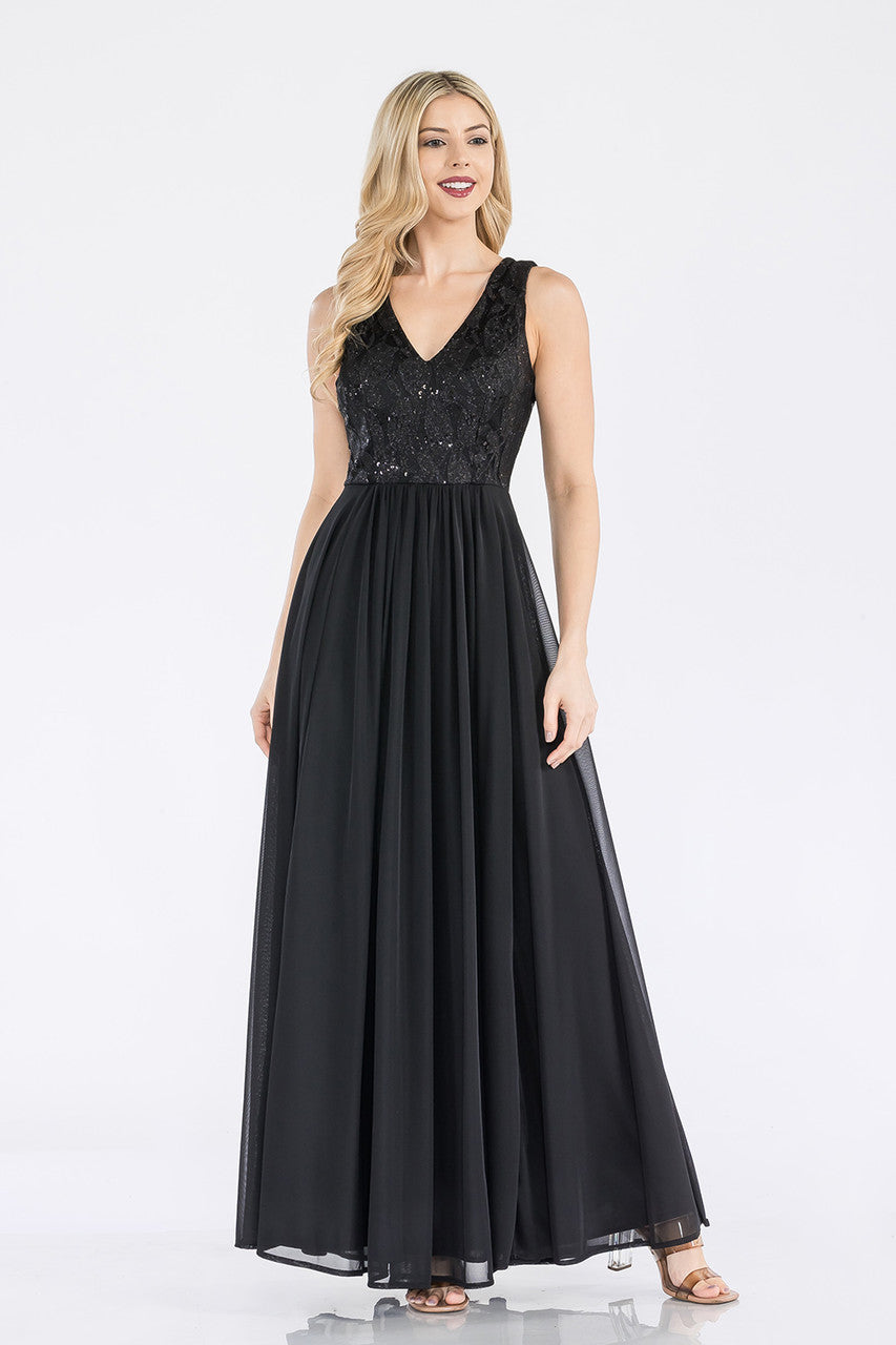 Mother of the Bride Dresses Long Formal Glitter Lace Mother of the Bride Dress Lenovia 5237 Black