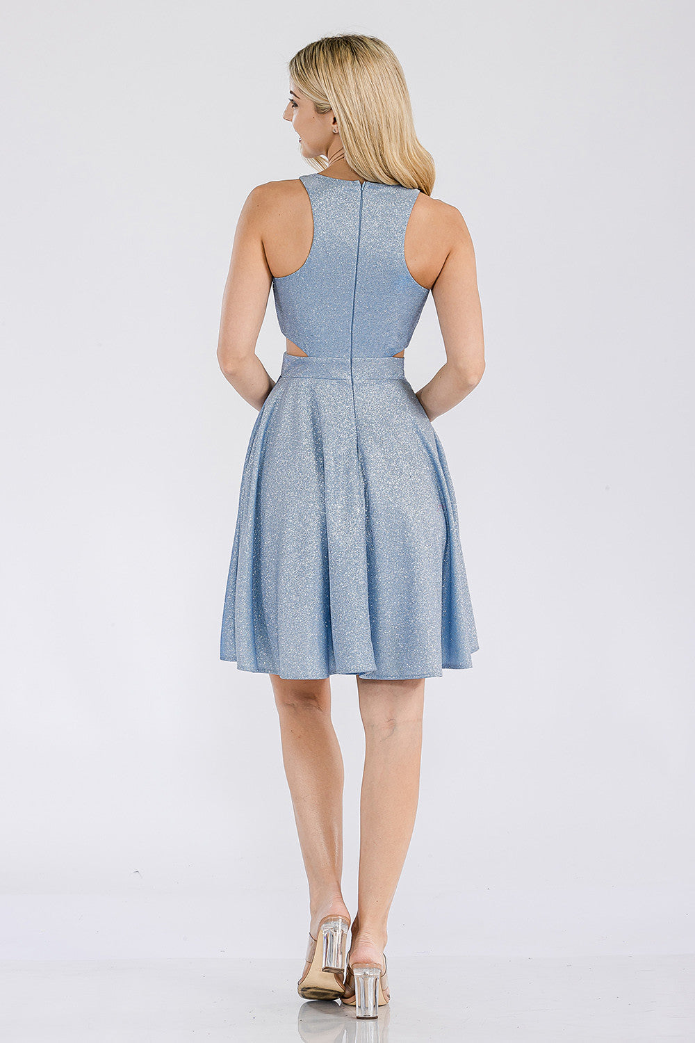 Crew High-Neck Knee-Length Sequin Cocktail A-Line Lenovia 3063