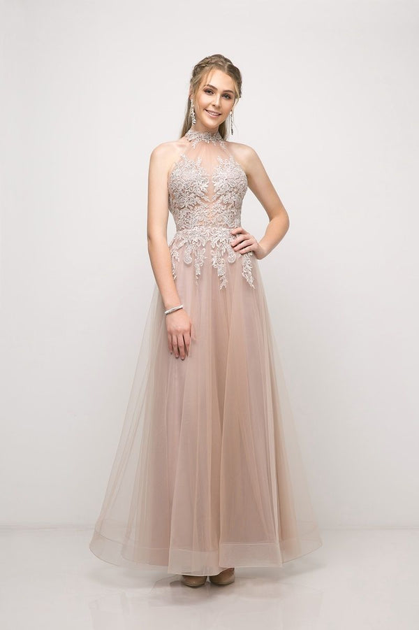LaDivine UT252 Long Formal A Line Lace Prom Dress