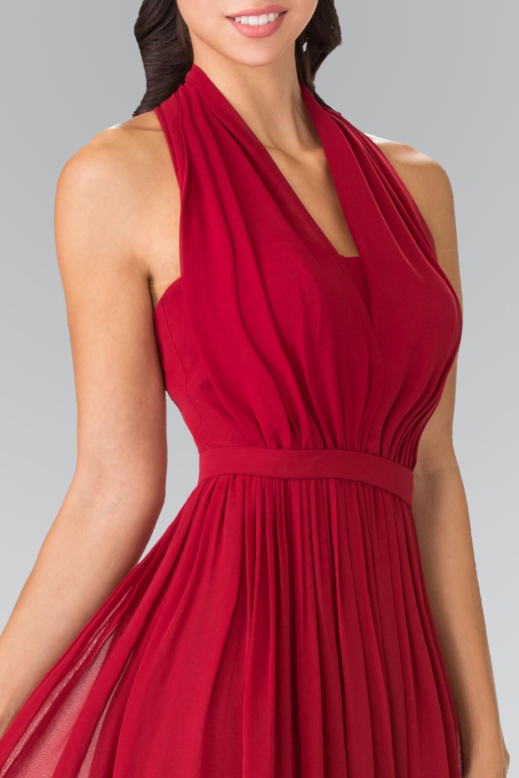 V-Neck Halter Chiffon Long Formal Dress - The Dress Outlet