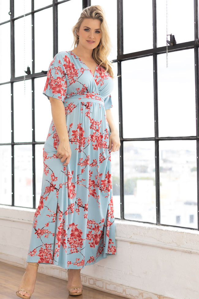 Plus Size Dresses Mother of the Bride Long Formal Plus Size Dress Cherry Blossom Print