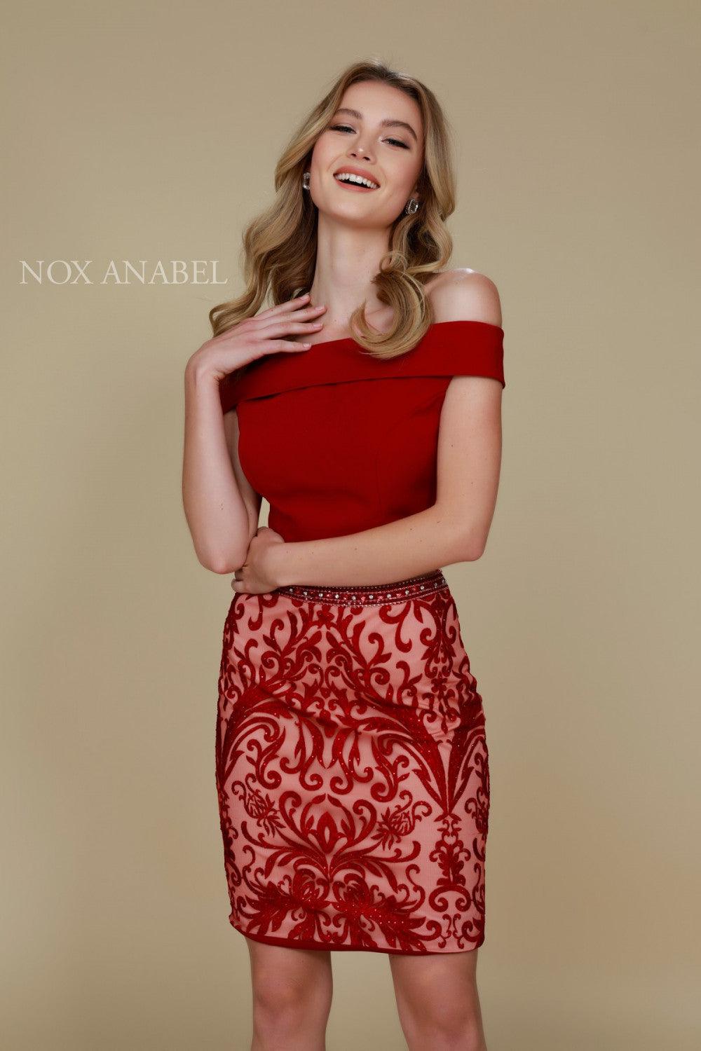 Vintagy Off The Shoulder Two Piece Cocktail Dress - The Dress Outlet