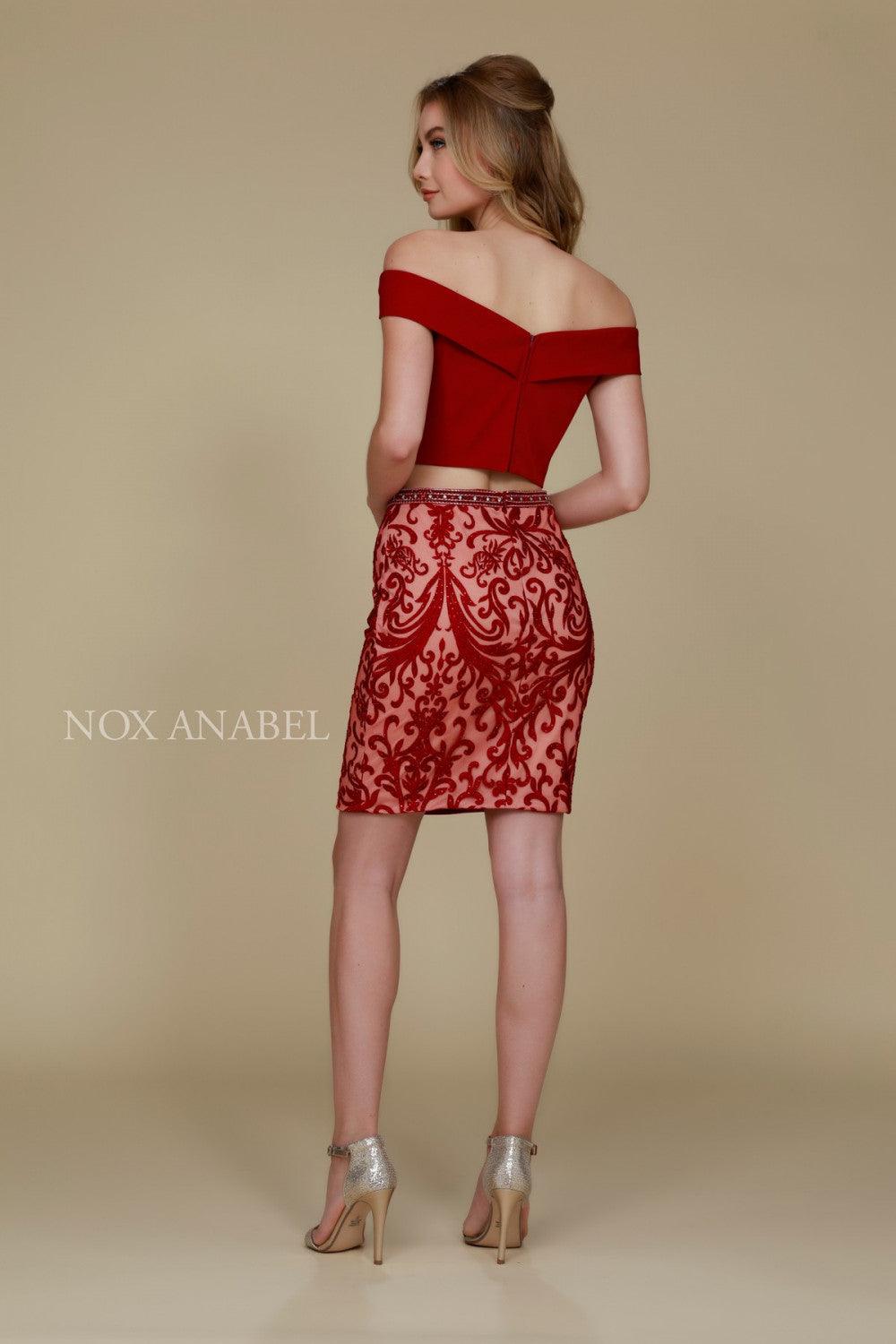 Vintagy Off The Shoulder Two Piece Cocktail Dress - The Dress Outlet