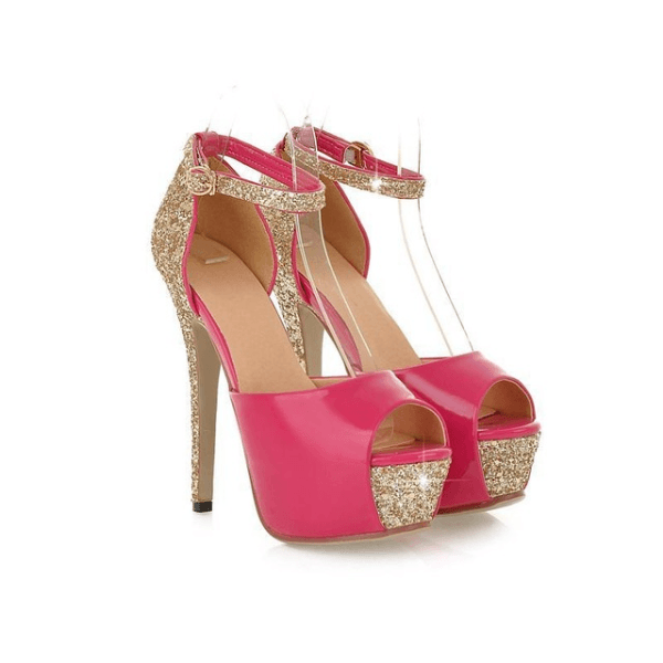 Wedding Glitter High Heels Platform Bridal Shoes - The Dress Outlet