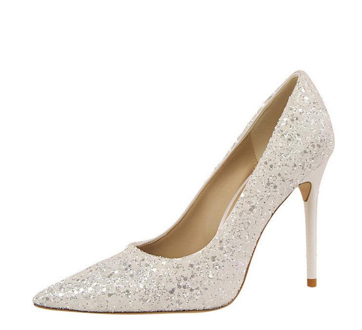 Wedding High Heels Poited Toe Bridal Shoes - The Dress Outlet