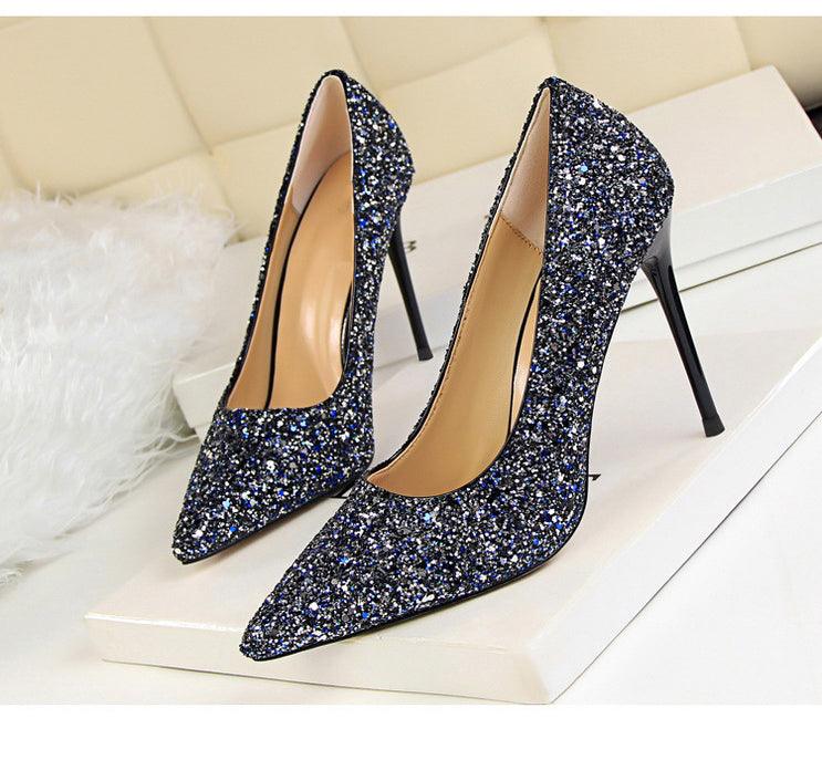 Prom Shoes Wedding High Heels Pointed Toe Bridal Shoes - Blue - Size 4.5 - Super High Thin Heels Prom Shoes Wedding High Heels Pointed Toe Bridal Shoes - Blue - Size 4.5 - Super High Thin Heels