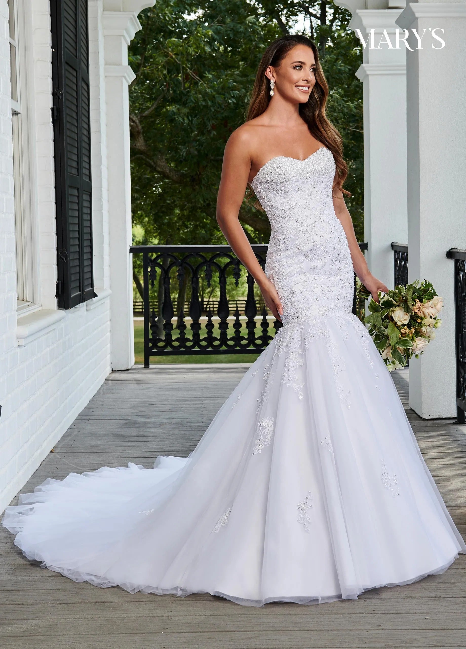 White Sweetheart Floor-Length Lace and Tulle Wedding Mermaid Gown Rachel Allan 6207