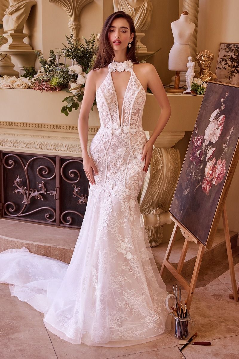 Andrea & Leo WL019 Long Mermaid Floral Applique Wedding Dress