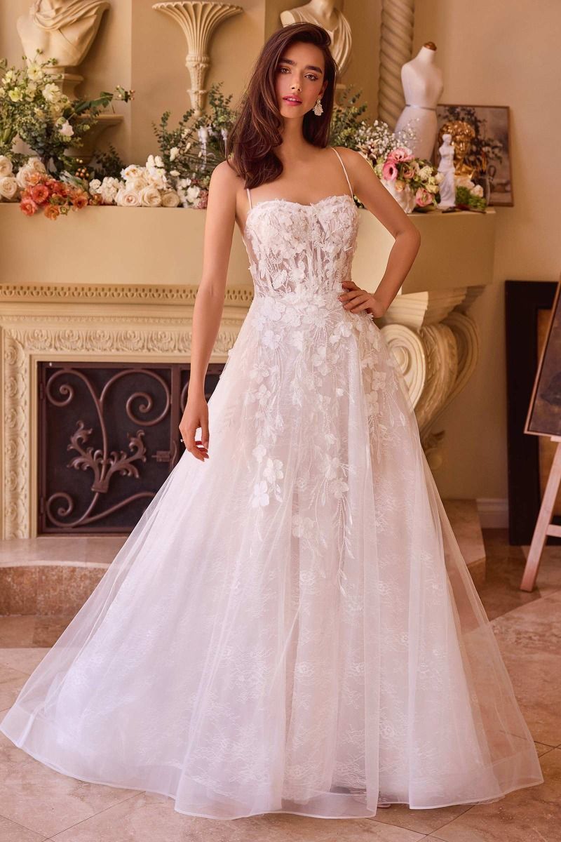 Wedding Dresses Long Bridal Gown A Line Floral Corset Wedding Dress Off White Nude