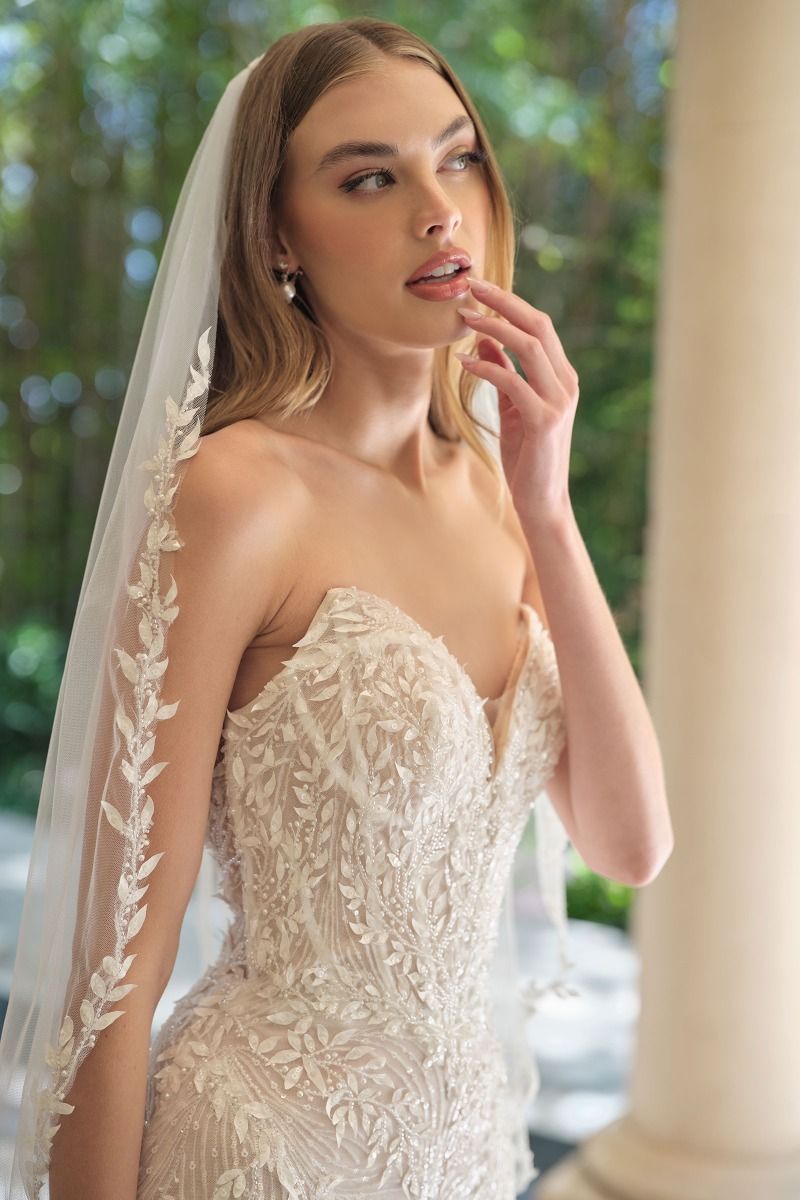 knee length dresses for ladies Andrea & Leo WL060 Long Bridal Mermaid Leaf Applique Wedding Dress – The  Dress Outlet