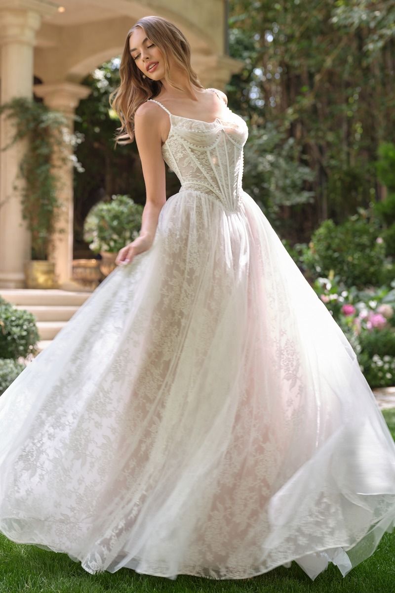 Wedding Dresses Long Formal Bridal Lace Corset Wedding Dress Off Whte/Nude