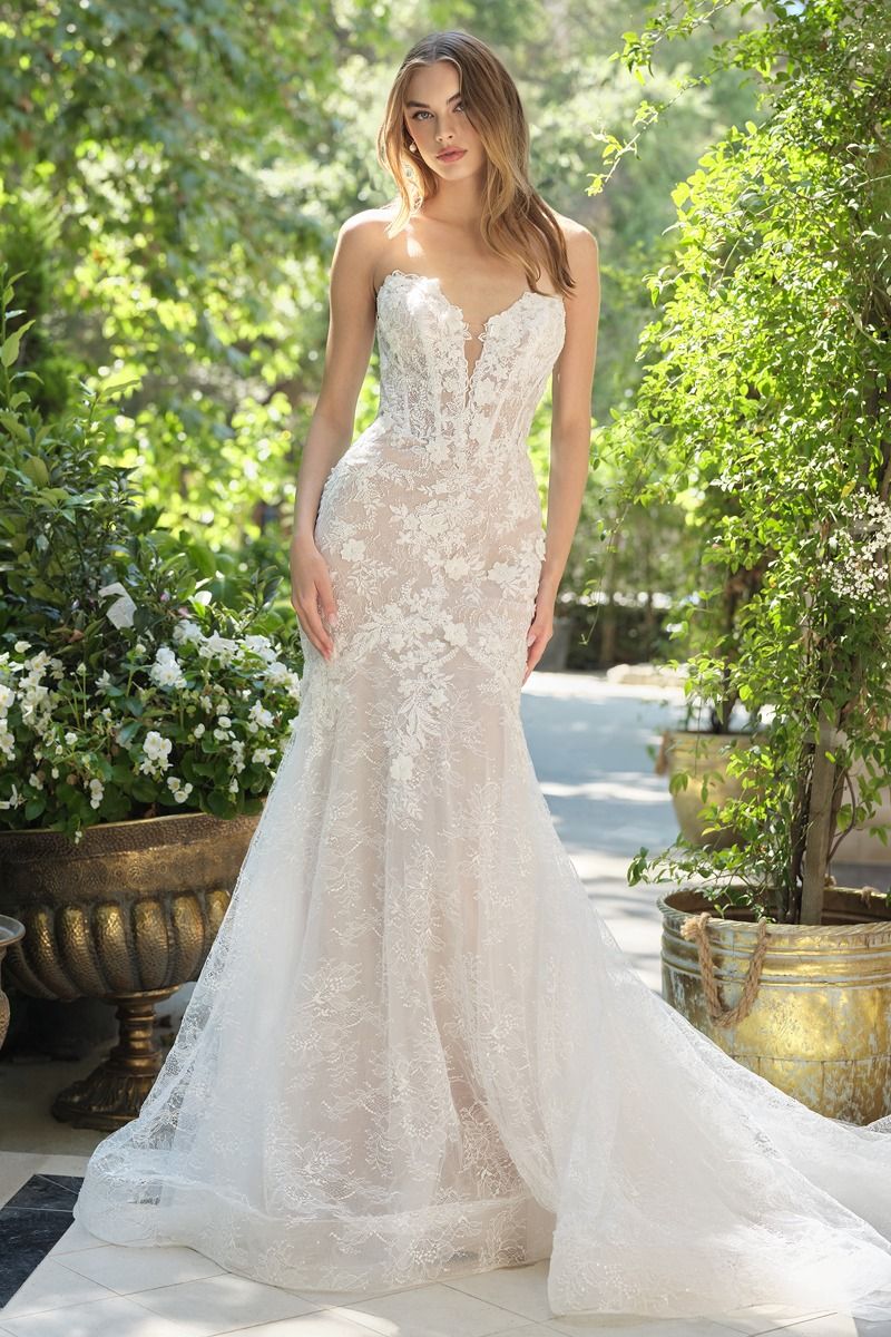 Wedding Dresses Long Bridal Gown Fitted Lace Wedding Dress OFF WHITE NUDE
