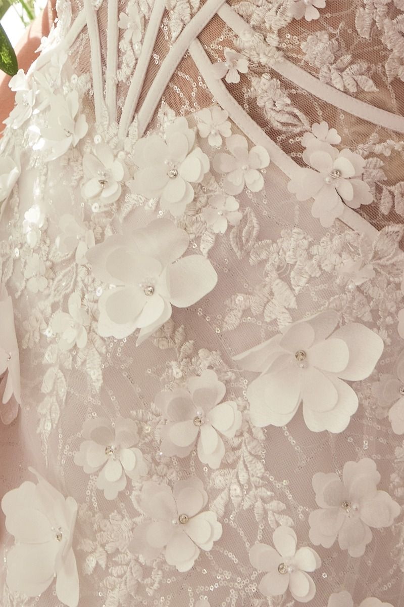 Andrea & Leo WL083 Short Fitted Floral Lace Applique Wedding Dress