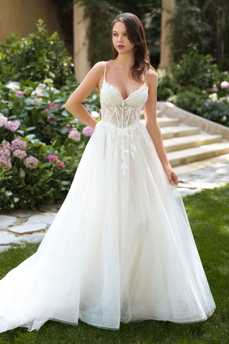 Andrea & Leo WL087 Long Bridal Floral Lace Applique Corset Wedding Dress