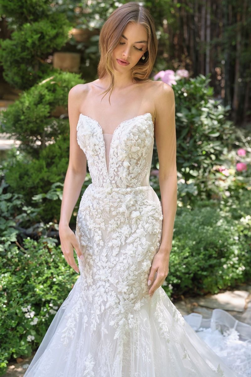 Wedding Dress Long Lace Bridal Mermaid Wedding Dress Off White