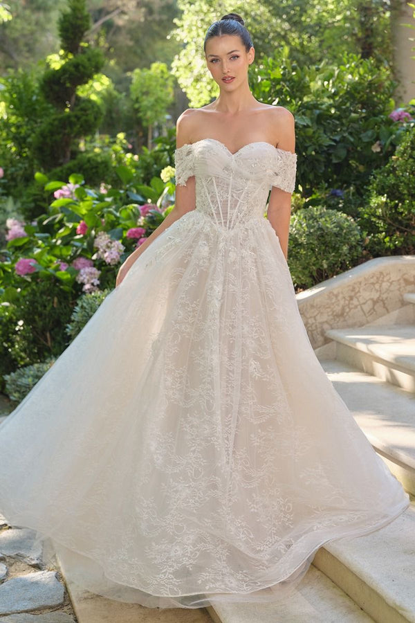 Andrea & Leo WL090 Long Ball Gown 3D Floral Applique Corset Wedding Dress