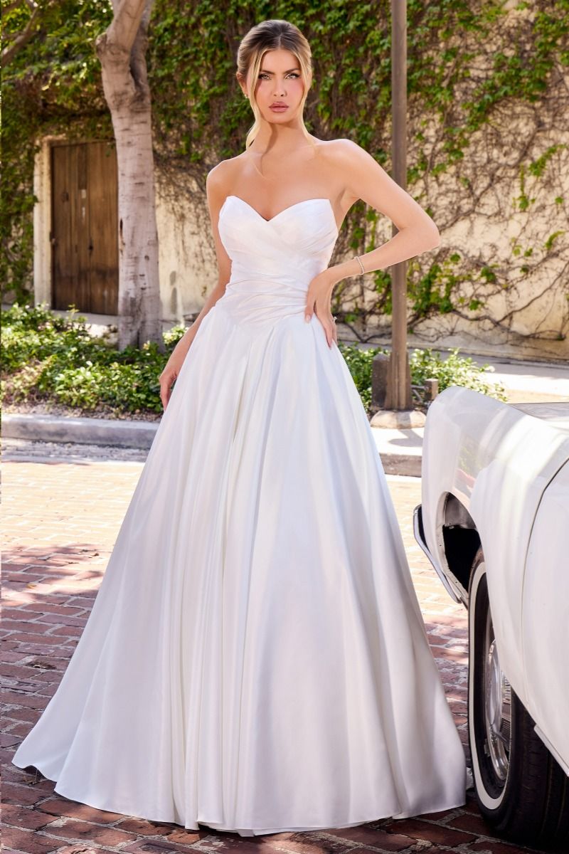 Strapless Straight Neck Floor-Length Satin Occasion A-Line LaDivine CWWN015