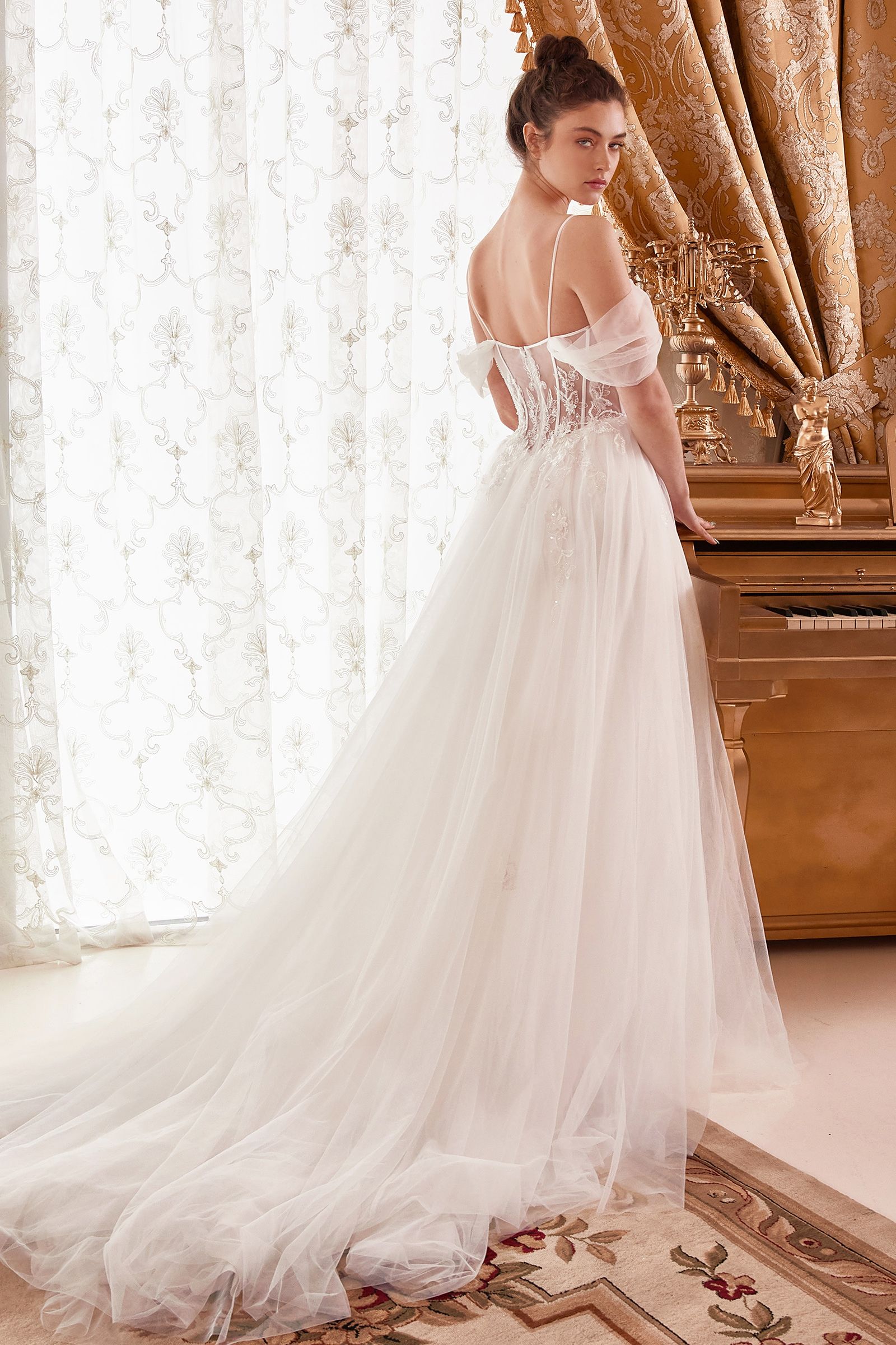 Wedding Dresses Long Bridal Floral A Line Corset Wedding Dress Off White