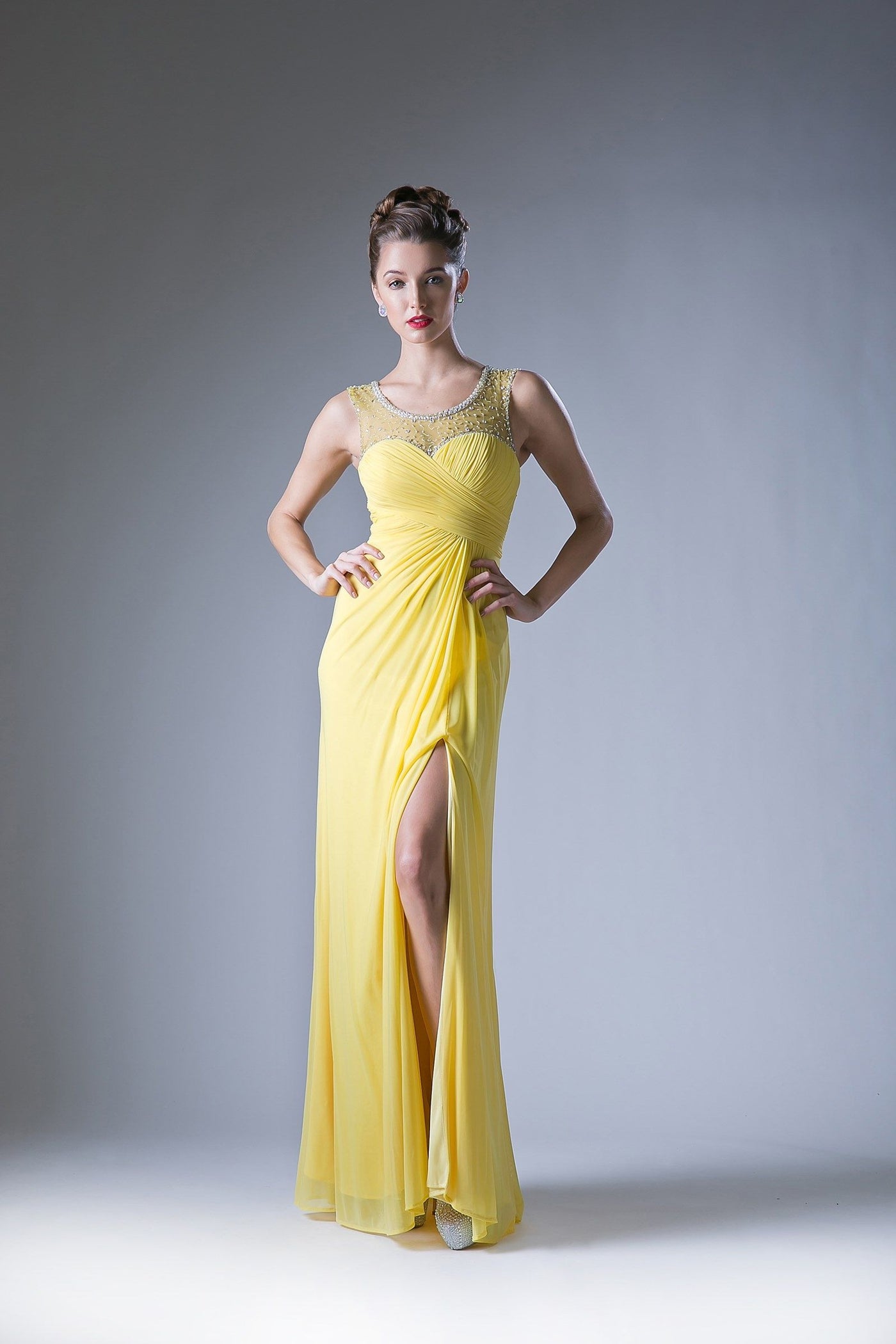 Prom Dresses Long Formal Beaded A Line Prom Dress Yellow