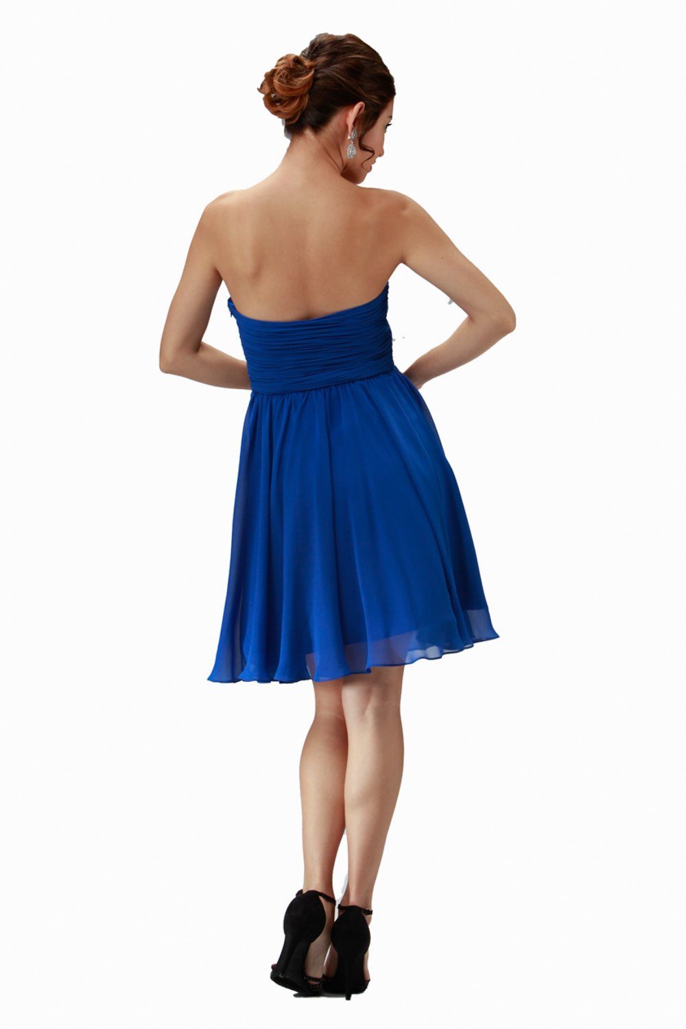 Strapless Curved Neck Knee-Length Chiffon Cocktail A-Line Poly USA 6744