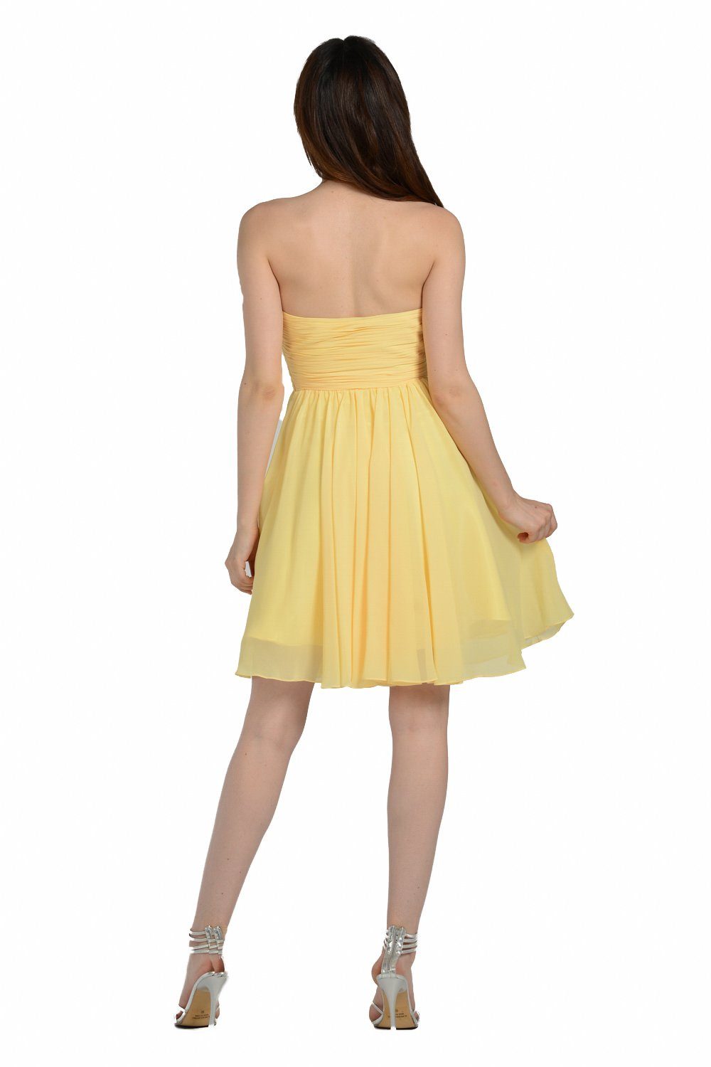 Strapless Curved Neck Knee-Length Chiffon Cocktail A-Line Poly USA 6744