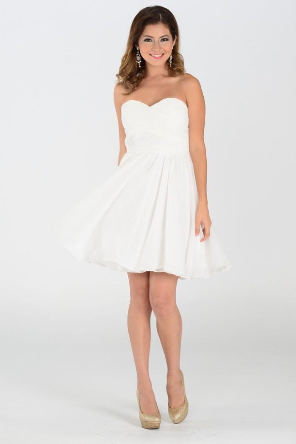Strapless Curved Neck Knee-Length Chiffon Cocktail A-Line Poly USA 6744