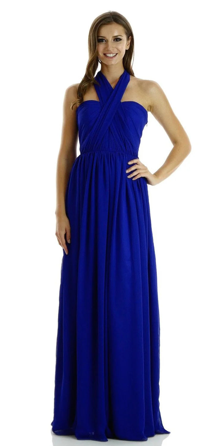 Royal Sweetheart Floor-Length Chiffon Prom Convertible Gown Poly USA 7156